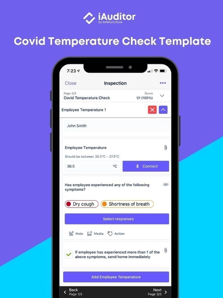 covid temperature check template