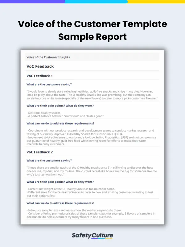 Voice of the Customer Template Sample Report
