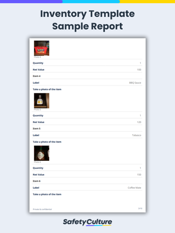 inventory template sample pdf report