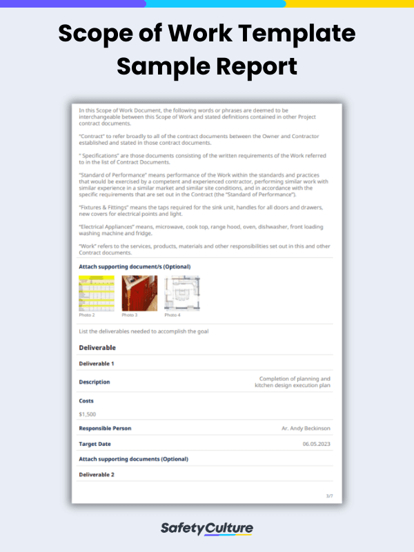 Scope of Work Template Sample PDF Report