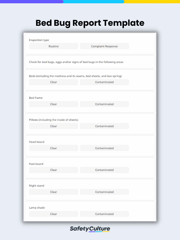 Bed bug report template