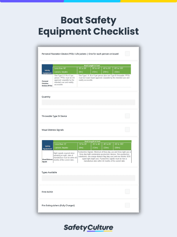 Free Boat Safety Equipment Checklist, PDF