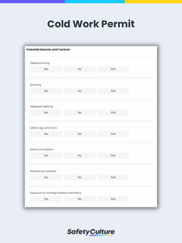 Cold Work Permit | Download Free PDF | SafetyCulture