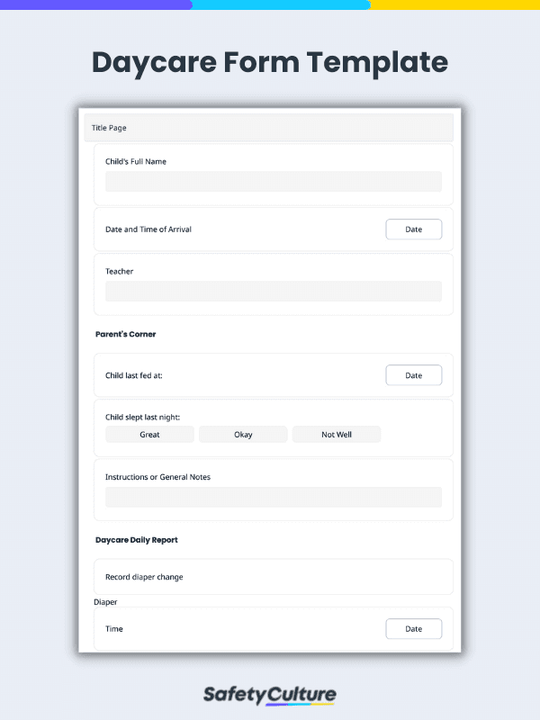 Daycare Form Template