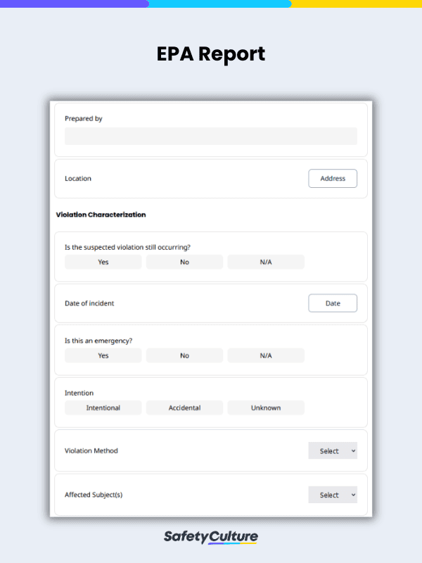 Free EPA Report Template | PDF | SafetyCulture