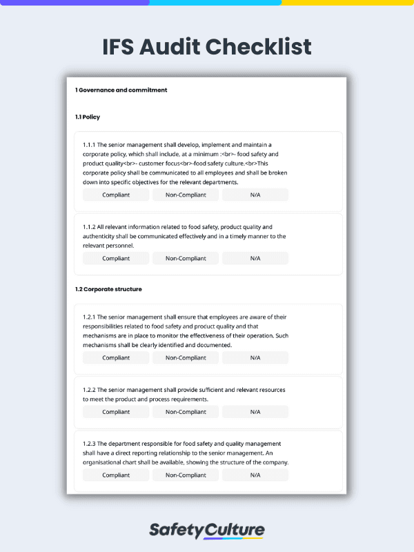 IFS Audit Forms Templates Checklists PDF SafetyCulture