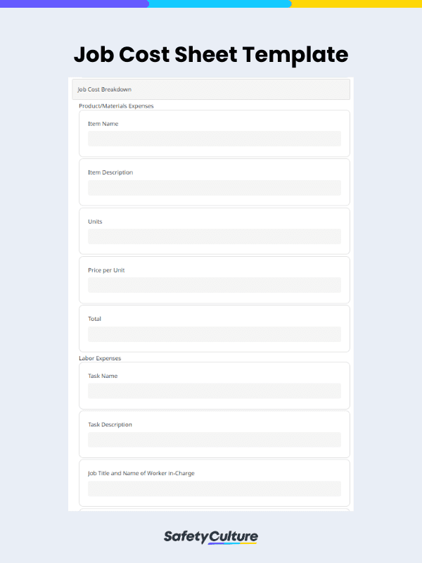 job cost sheet template