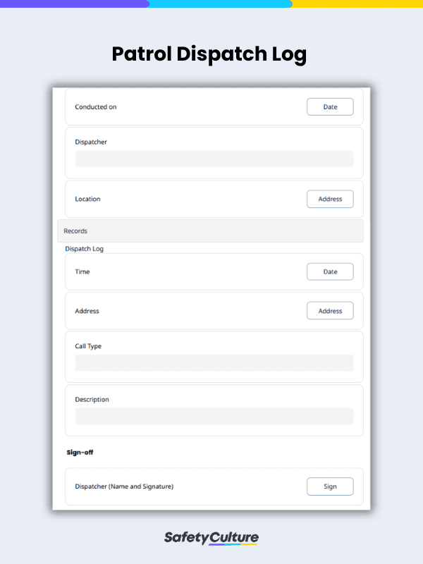 Free Dispatch Log Template PDF SafetyCulture