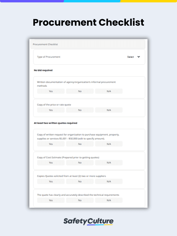 Free Procurement Checklist Template PDF SafetyCulture