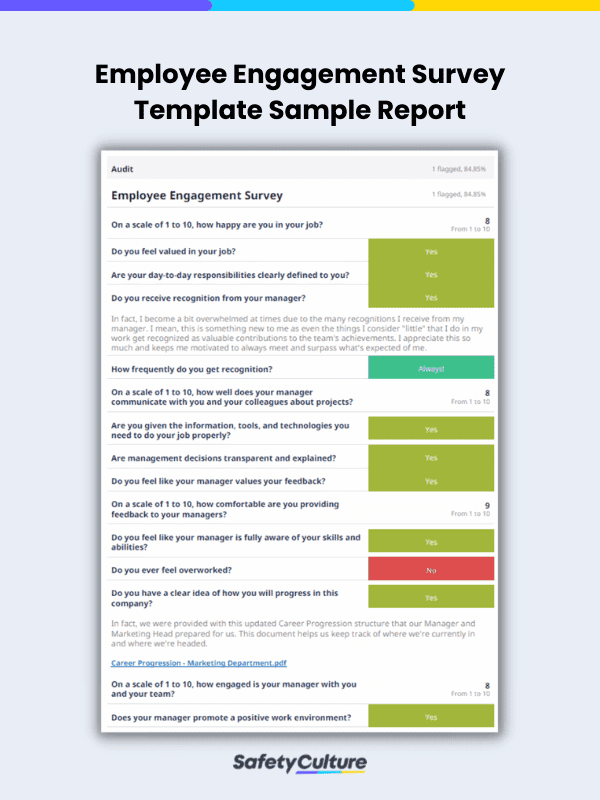 Free Employee Engagement Survey Template PDF | SafetyCulture