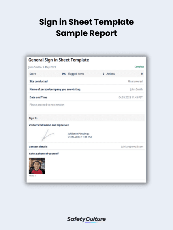 Sign in Sheet Template Sample Report
