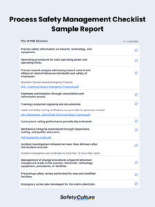 process safety management checklist sample report