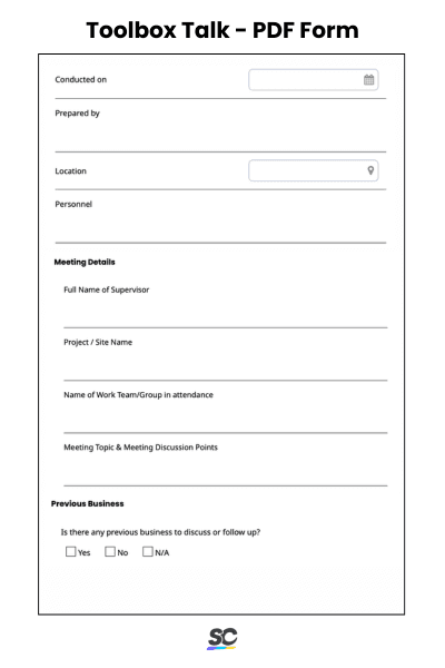 Toolbox Talk - PDF Form