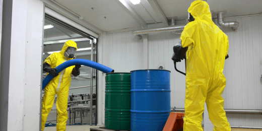 safety workers ensuring proper liquid waste management