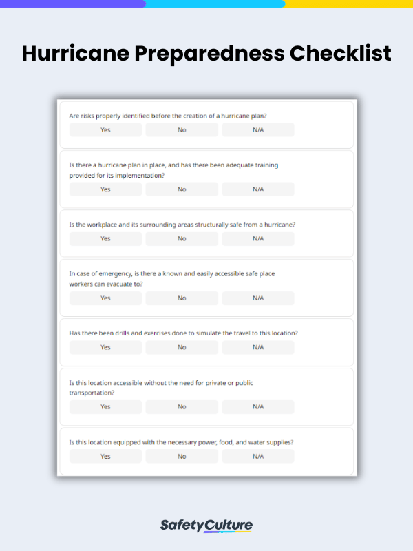 Hurricane Preparedness Checklist | SafetyCulture