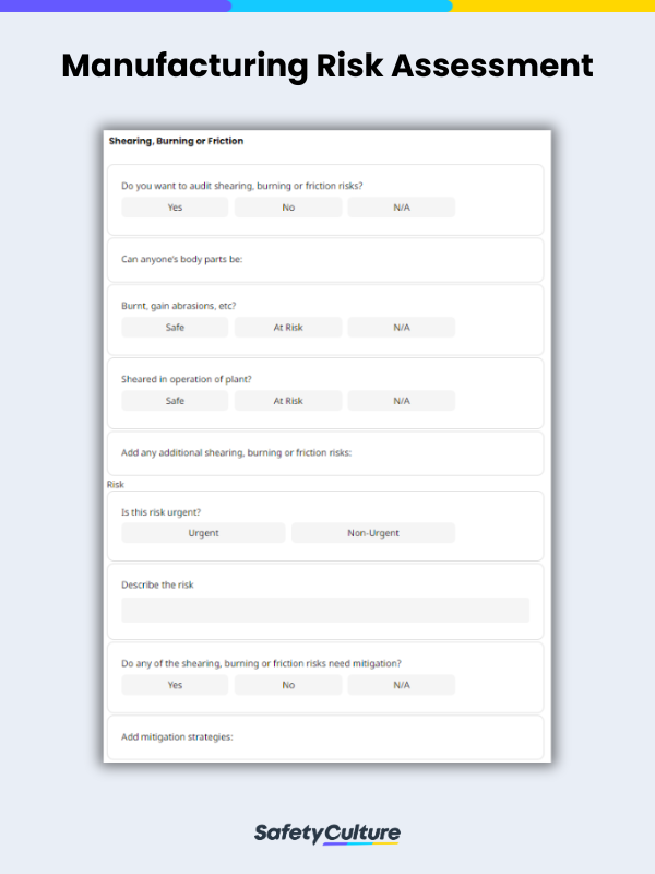 Manufacturing Risk Assessment Template