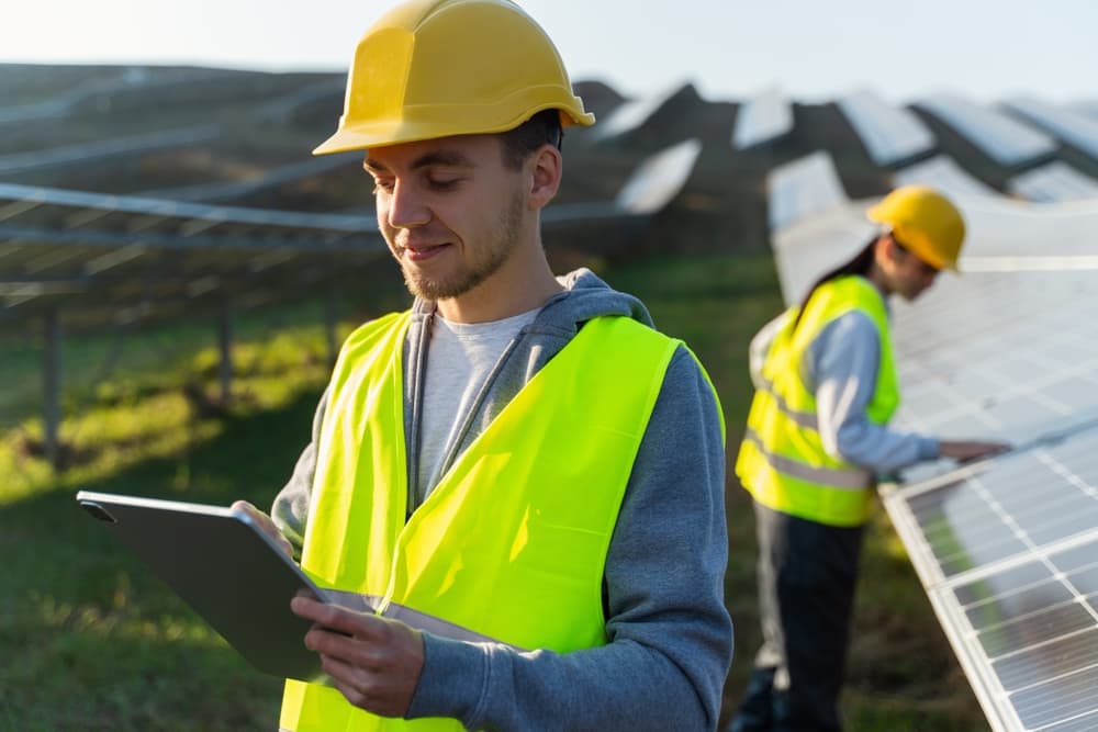 An inspector is using environmental monitoring software to enhance environmental impact assessment.