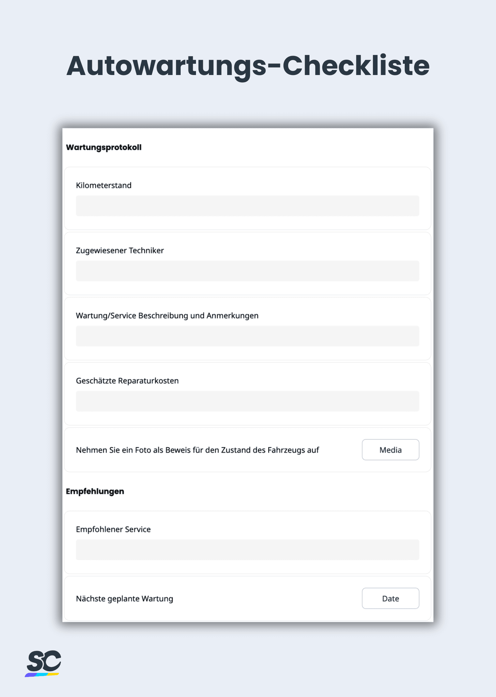 Autowartungs-Checkliste