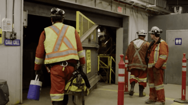 Goldcorp employees begin their day in the mines