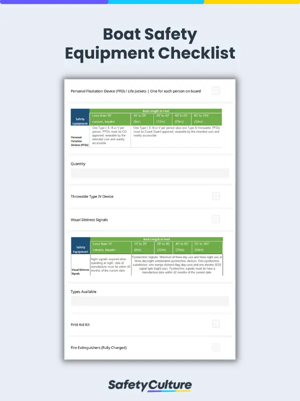 Boat Safety Equipment Checklist