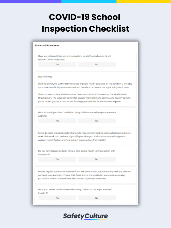 COVID-19 School Inspection Checklist