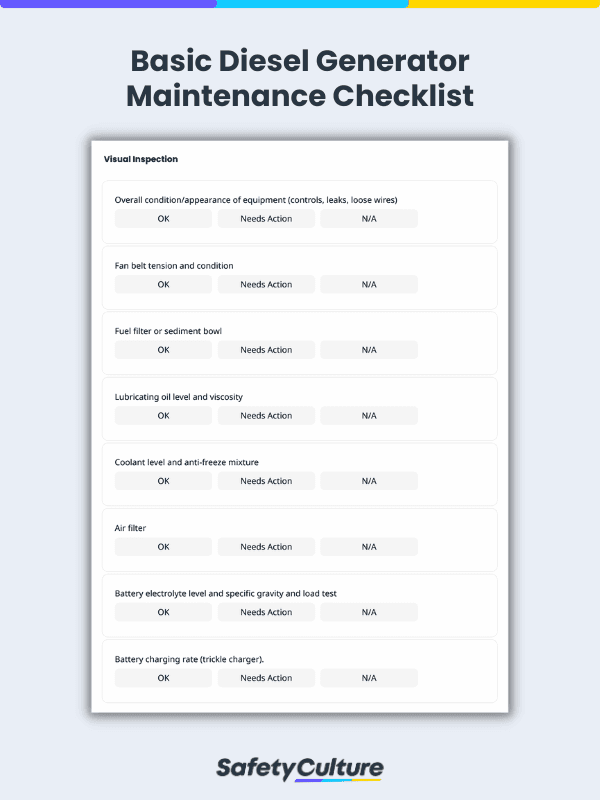 generator maintenance checklist