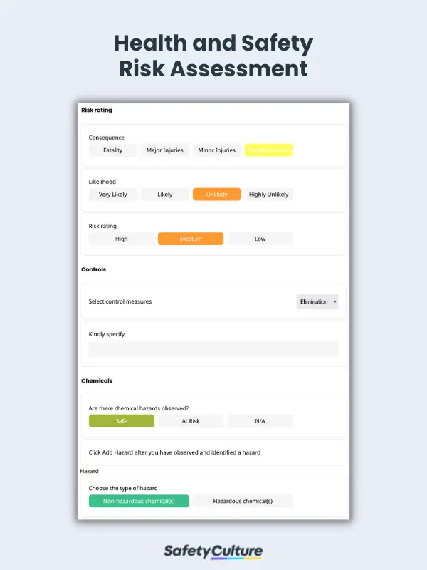 General Health and Safety Risk Assessment Template