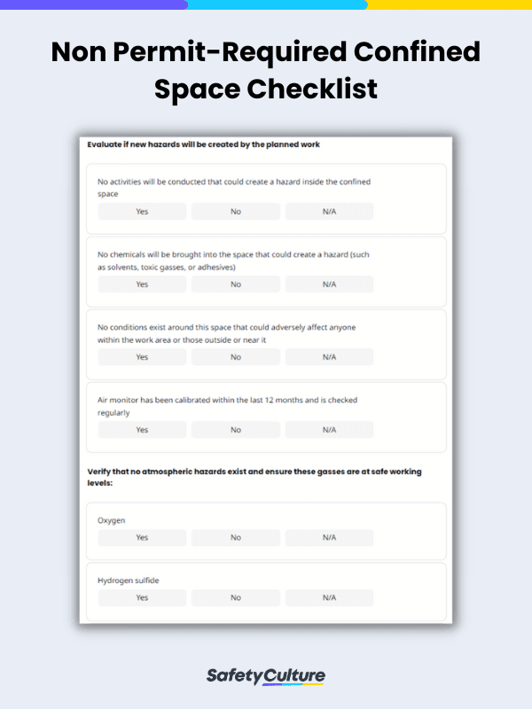 Non Permit-Required Confined Space Checklist