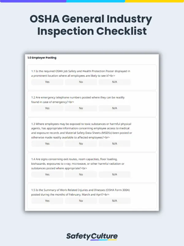 OSHA General Industry Inspection Checklist