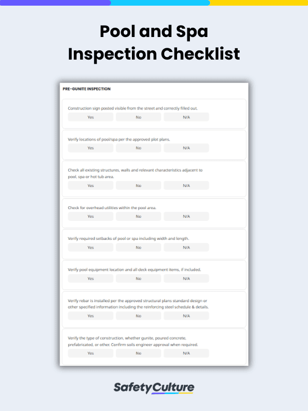 Pool and Spa Inspection Checklist Template