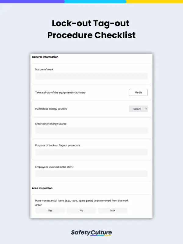 Lockout Tagout Procedure Checklist