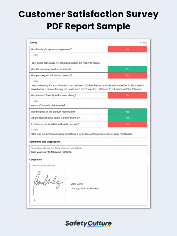 Customer Satisfaction Survey sample PDF report