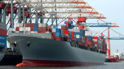 International Ship and Docked at Port Facility