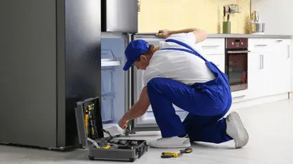 inspector que realiza el mantenimiento de los frigoríficos