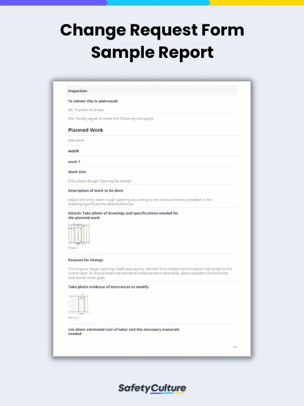 Change Request Form Sample Report