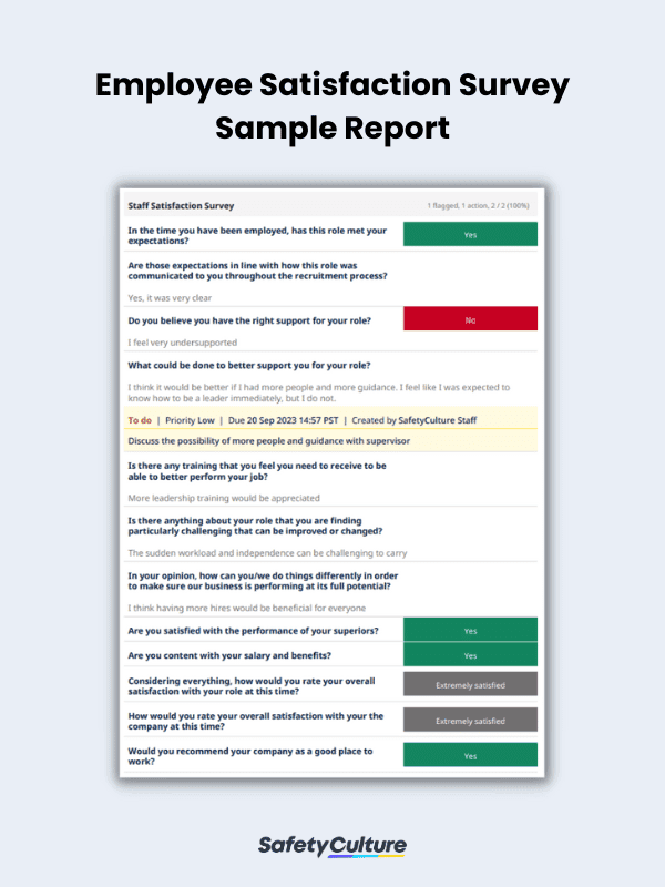 Employee Satisfaction Survey Sample Report