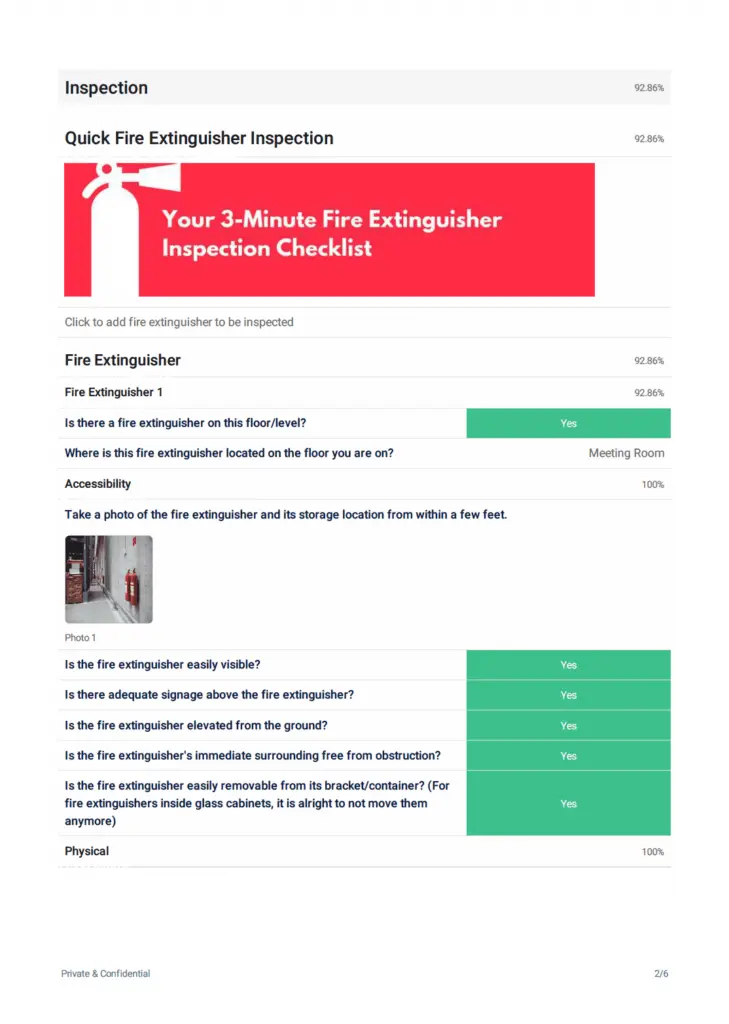 Fire Extinguisher Inspection Complete Sample Report
