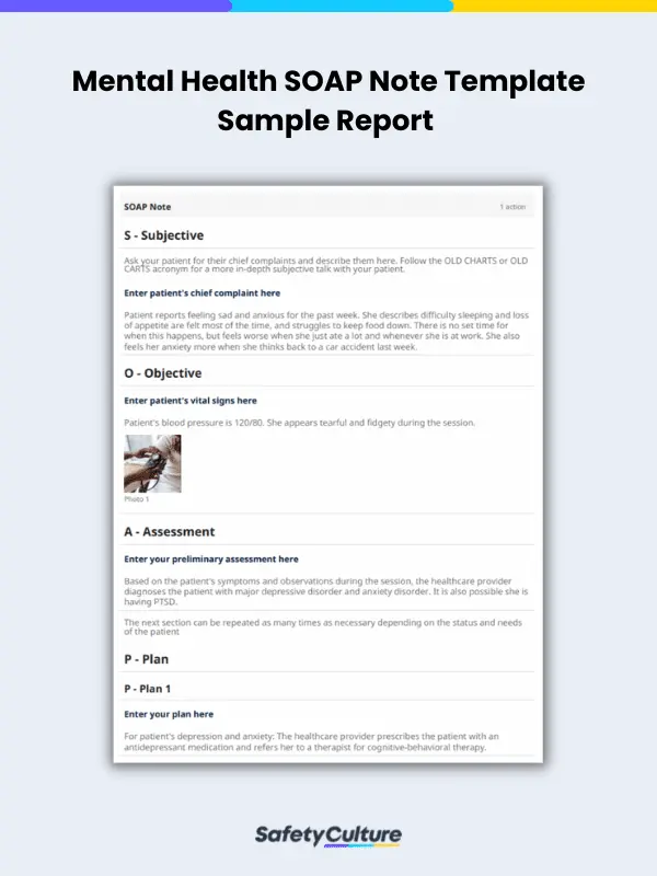Mental Health SOAP Note Template Sample Report | SafetyCulture