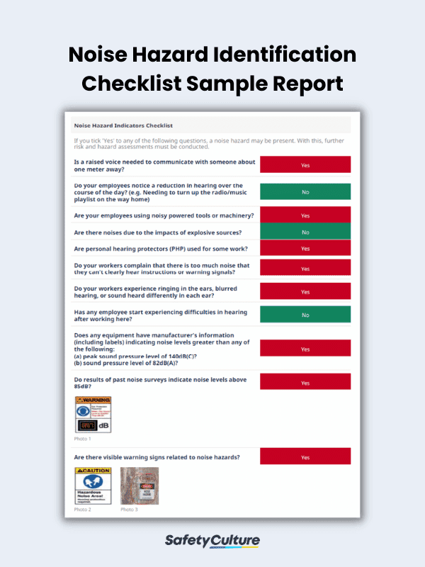 Noise Hazard Identification Checklist Sample Report