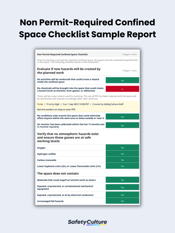Non Permit-Required Confined Space Checklist Sample Report