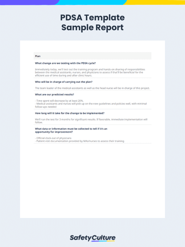 PDSA Template Sample Report
