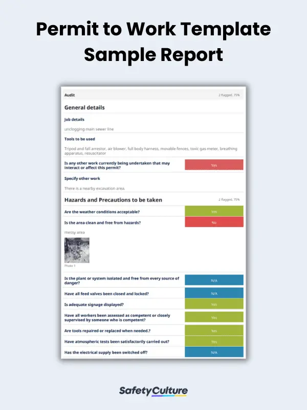 Permit to Work Template Sample Report