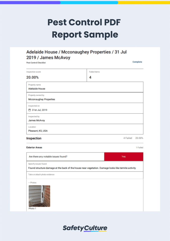 Pest Control PDF Sample Report