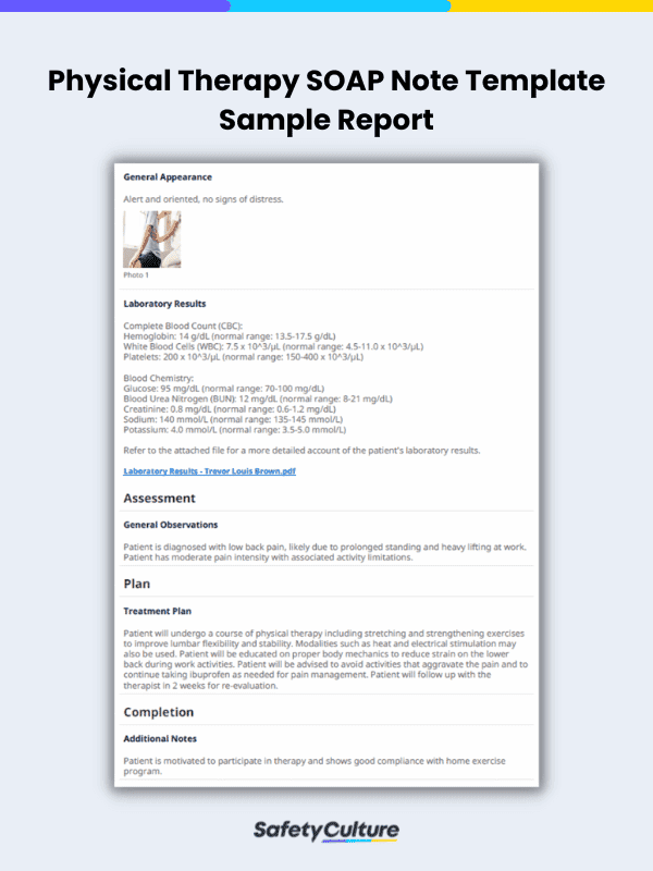 Physical Therapy SOAP Note Template Sample Report