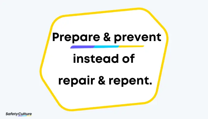 Prepare and prevent instead of repair and repent, a popular safety slogan