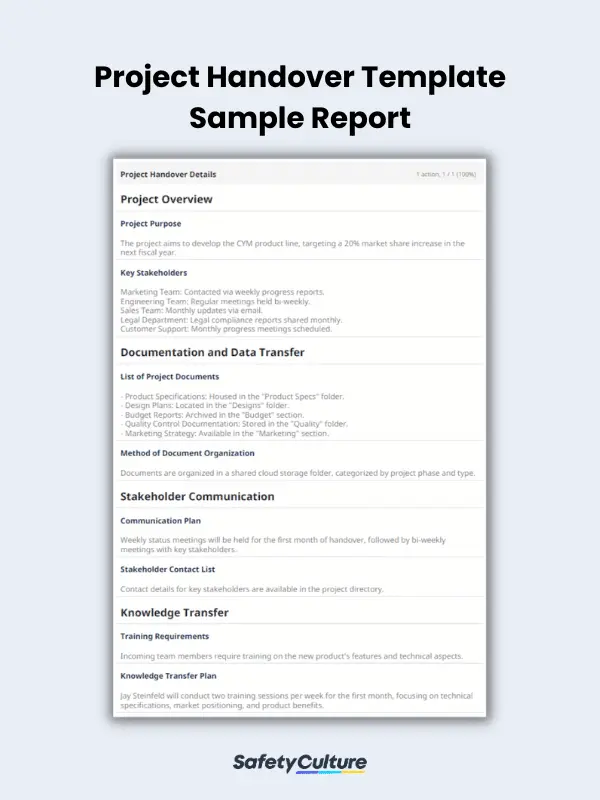 Project Handover Template Sample Report