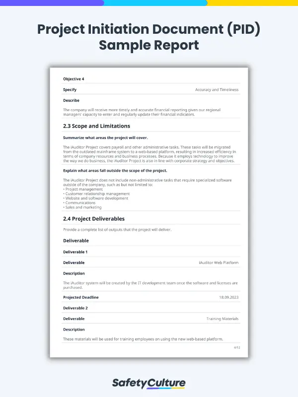 Project Initiation Document Template Sample Report