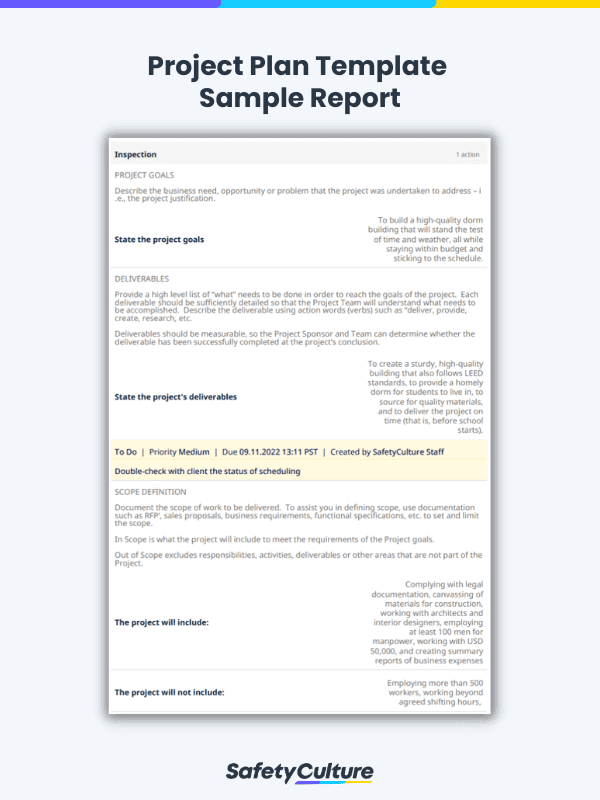 Project Plan Template Sample Report