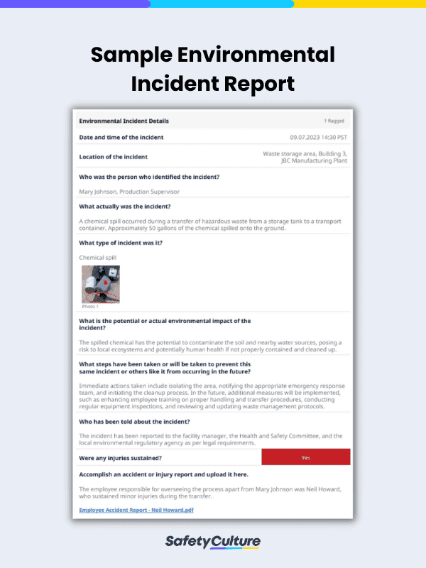Sample Environmental Incident Report