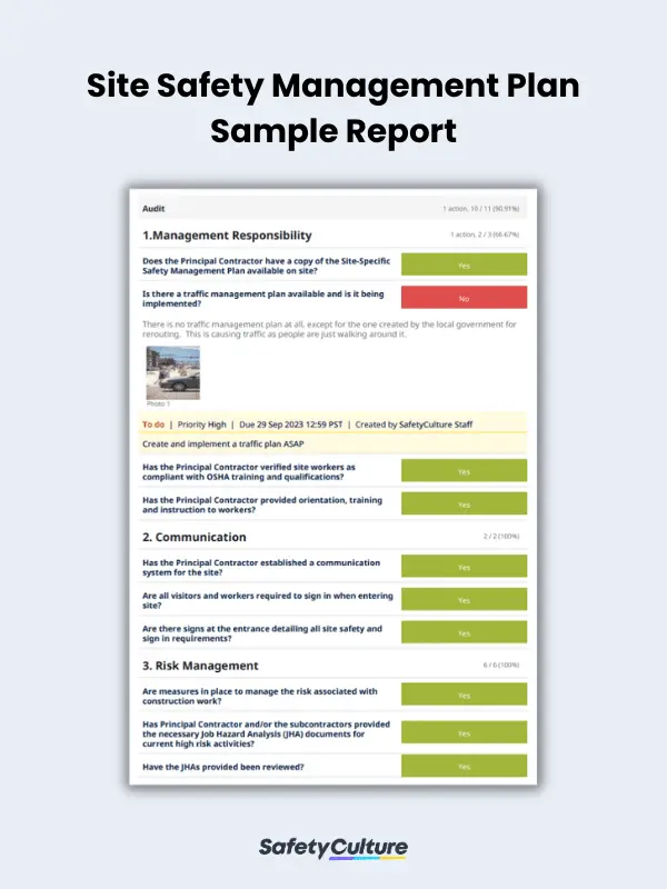 Site Safety Management Plan Sample Report